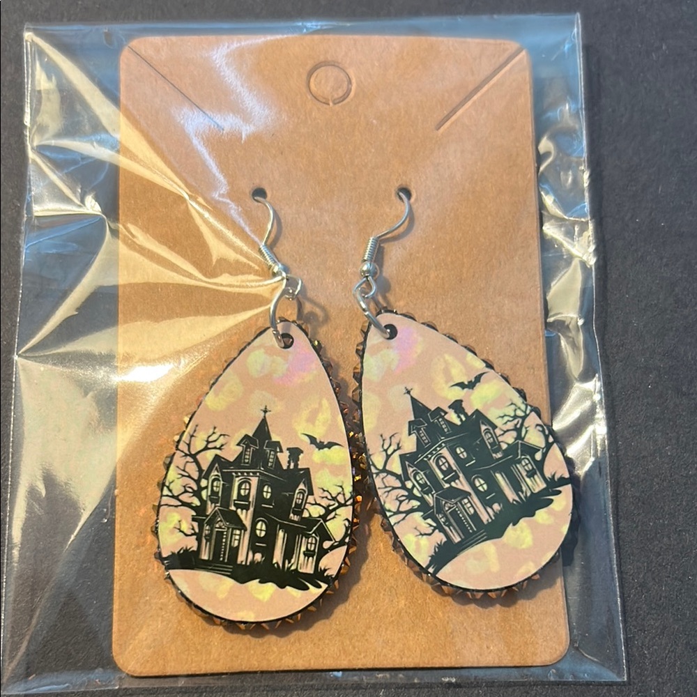 Haunted House Teardrop Earrings